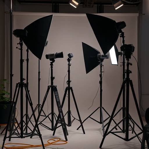 Professional grip equipment including C-stands, flags, and reflectors