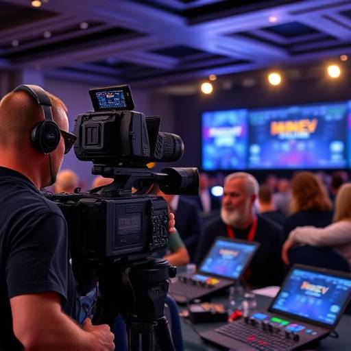Starlight Films crew live streaming a conference with multiple cameras and a production switcher