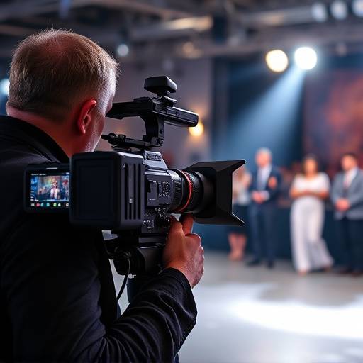Videographer filming a live event with a professional camera